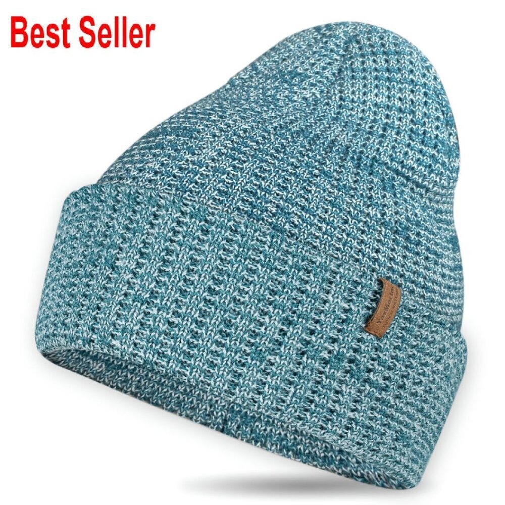 Merino Wool Blend Beanie Extra Warm Winter Hat Unisex Slouch Cuffed